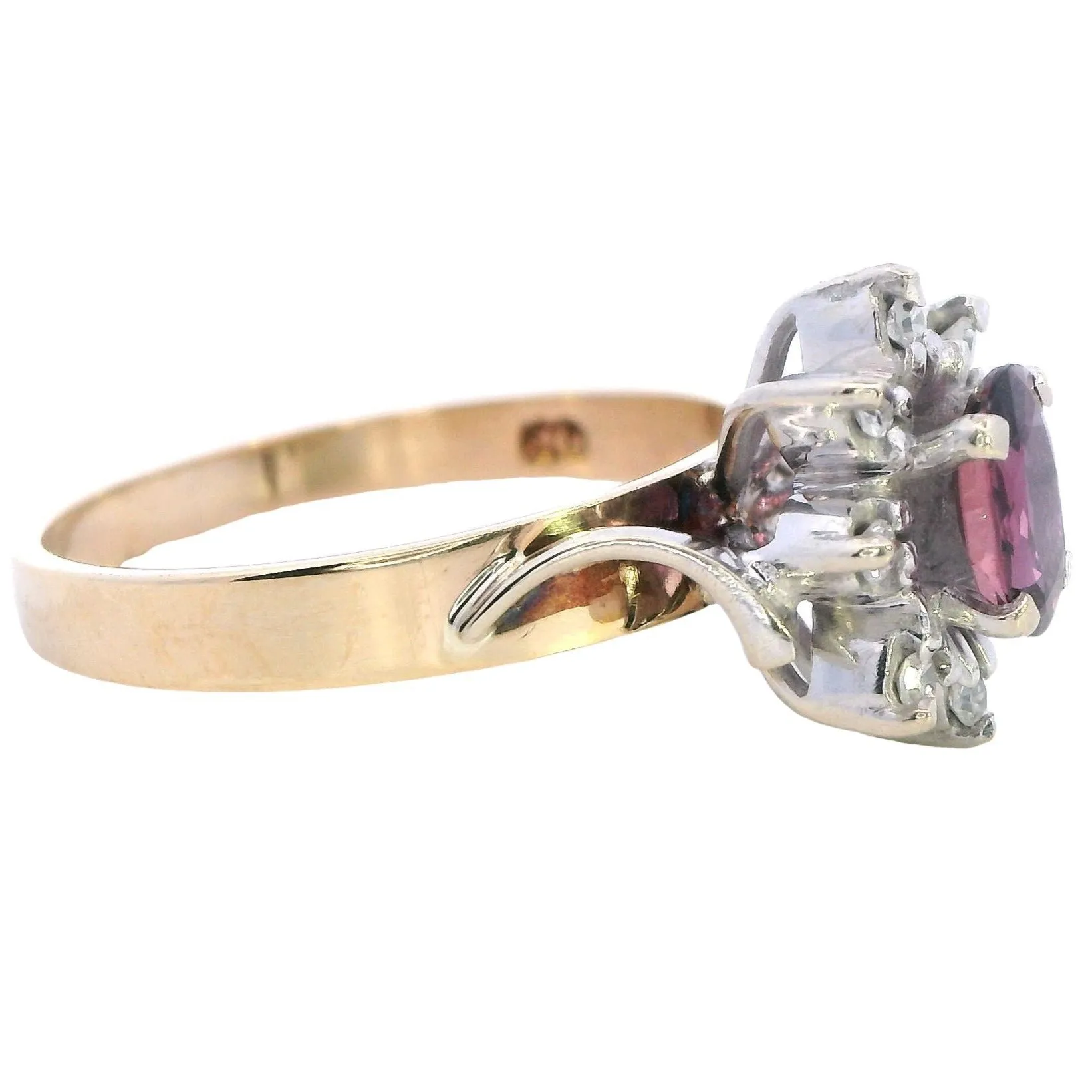 Elegant 9ct Yellow & White Gold Ruby & Diamond Cluster Ring - 9 Stones