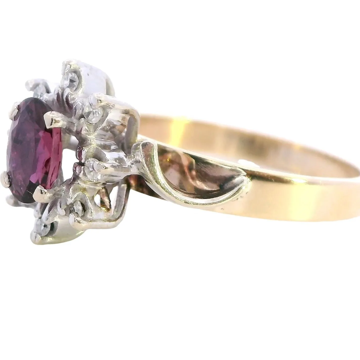 Elegant 9ct Yellow & White Gold Ruby & Diamond Cluster Ring - 9 Stones