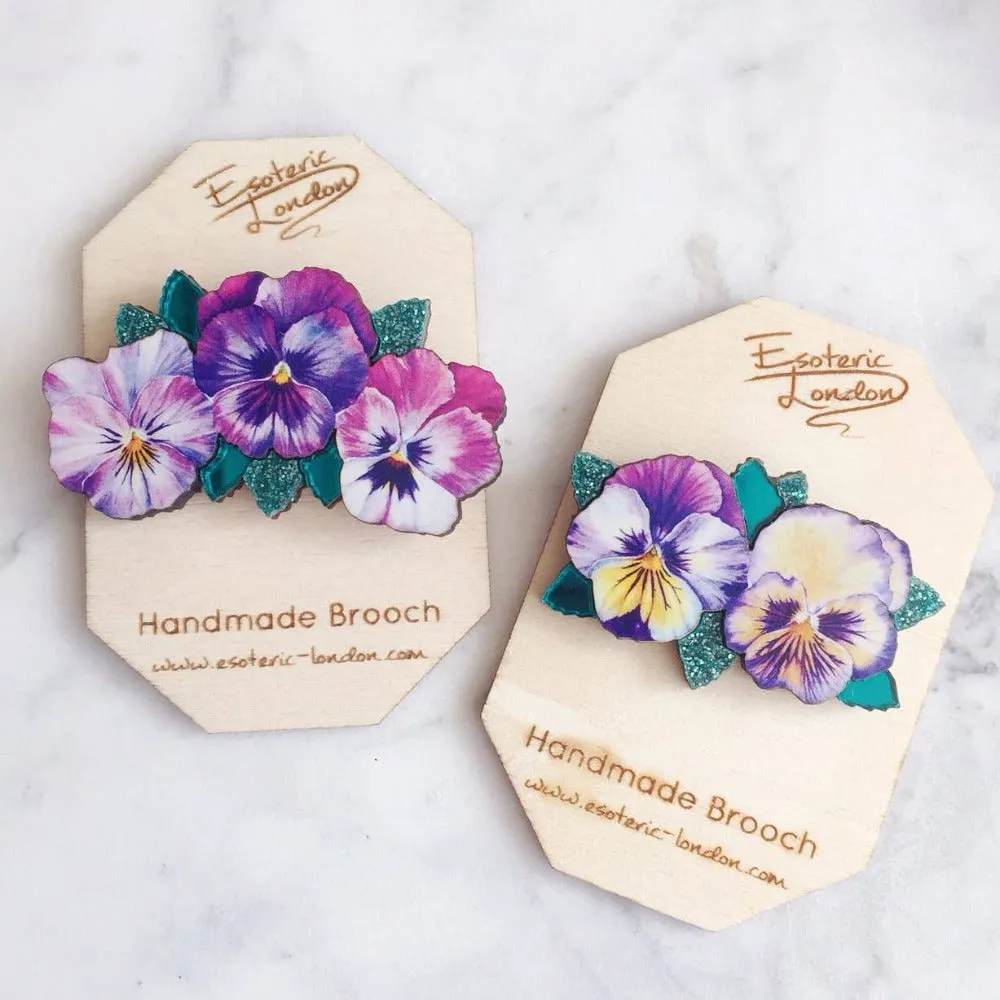 Esoteric London Jewellery - Watercolour Pansy Brooch - Double