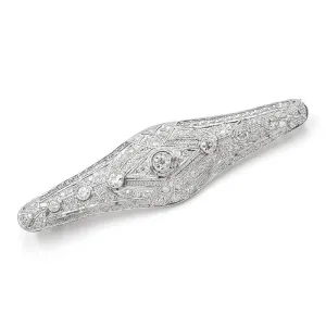 Estate 18K White Gold Diamond Brooch