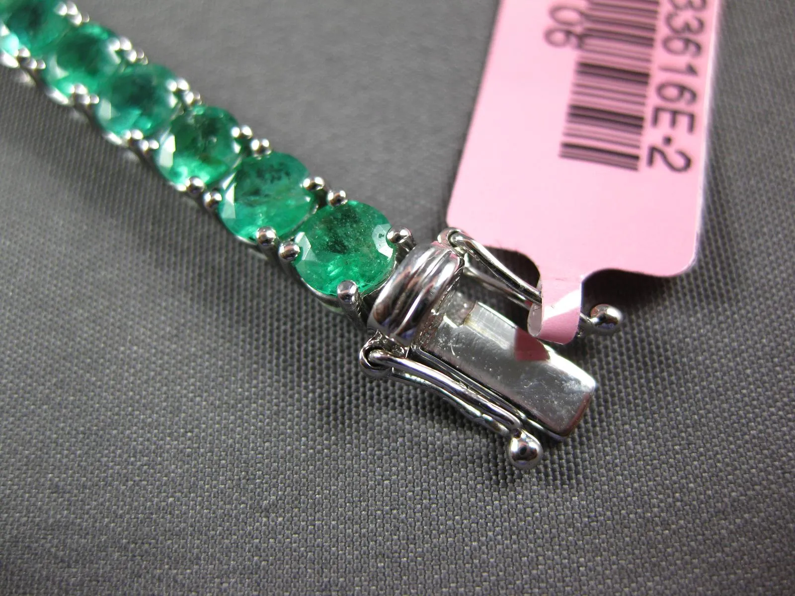 ESTATE LARGE 12.13CT AAA EMERALD 18KT WHITE GOLD 3D ROUND TENNIS BRACELET