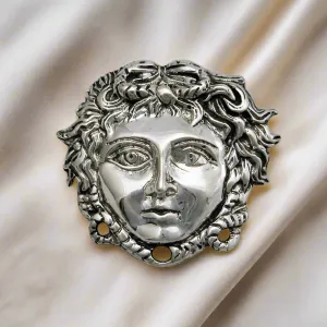 Face Mask of Medusa Brooch in Sterling Silver (K-85)