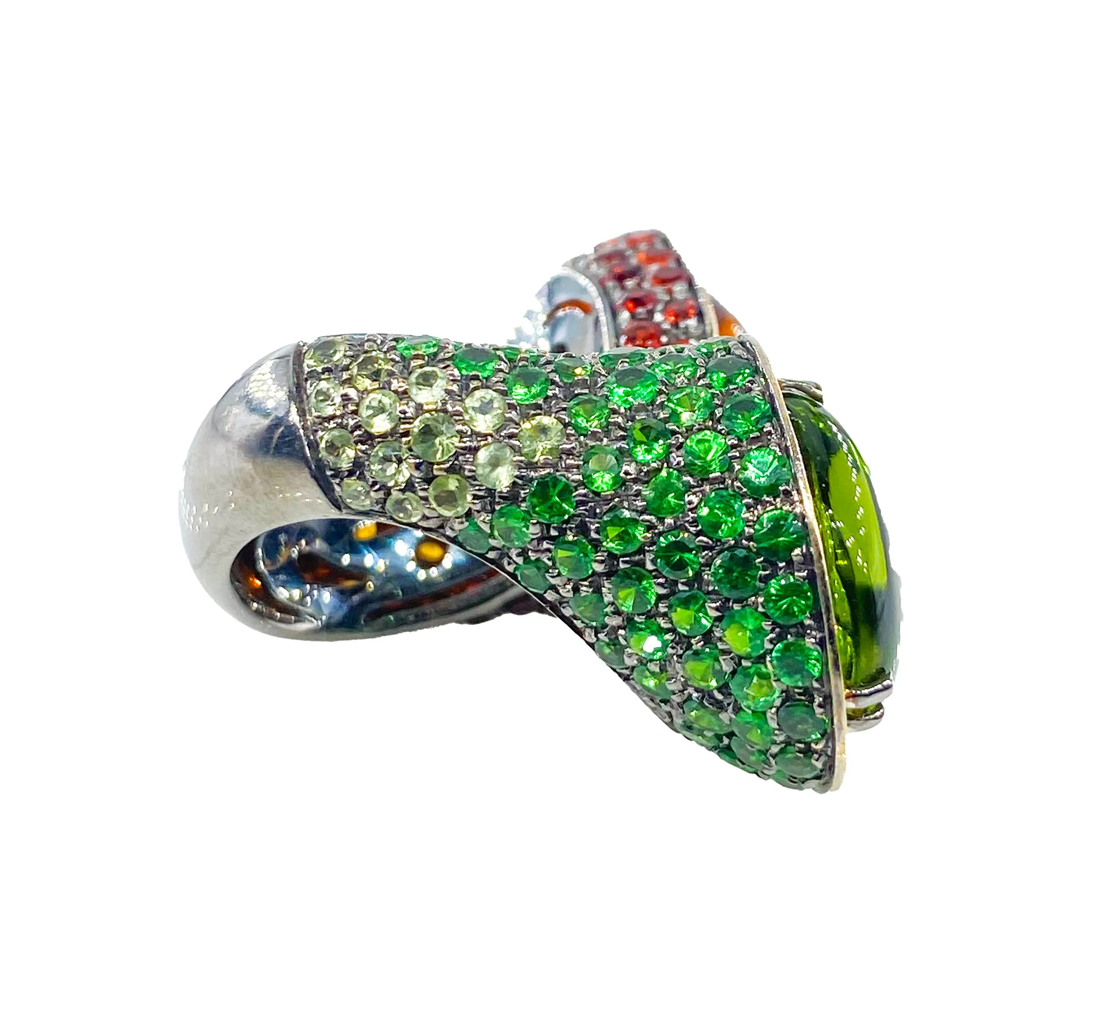 Fashion 8.69ctw Multi Gemstones and Diamond 18K White Gold Twin Crossover Ring