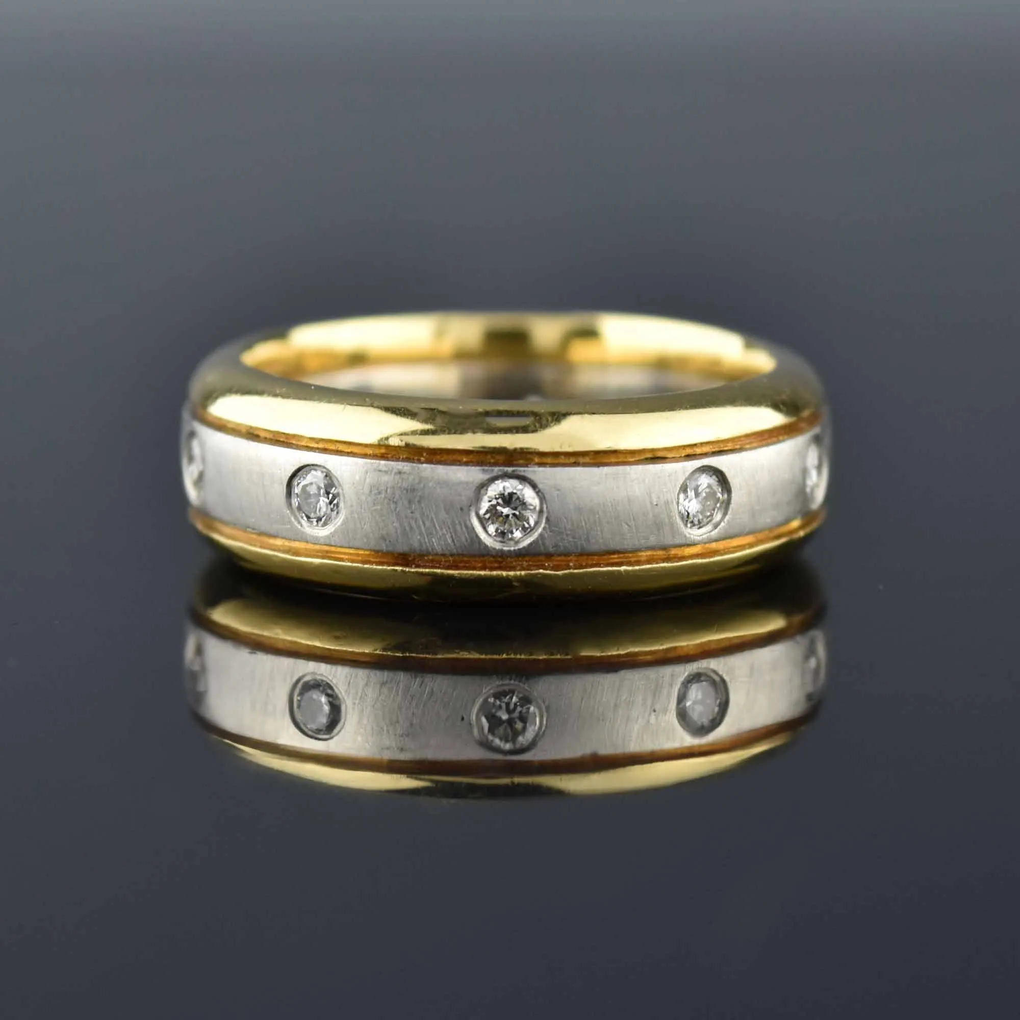 Fine 18K Gold & Platinum Diamond Eternity Band Ring