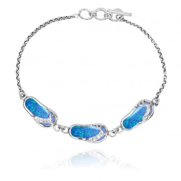 Flip Flops Bracelet with Blue Opal