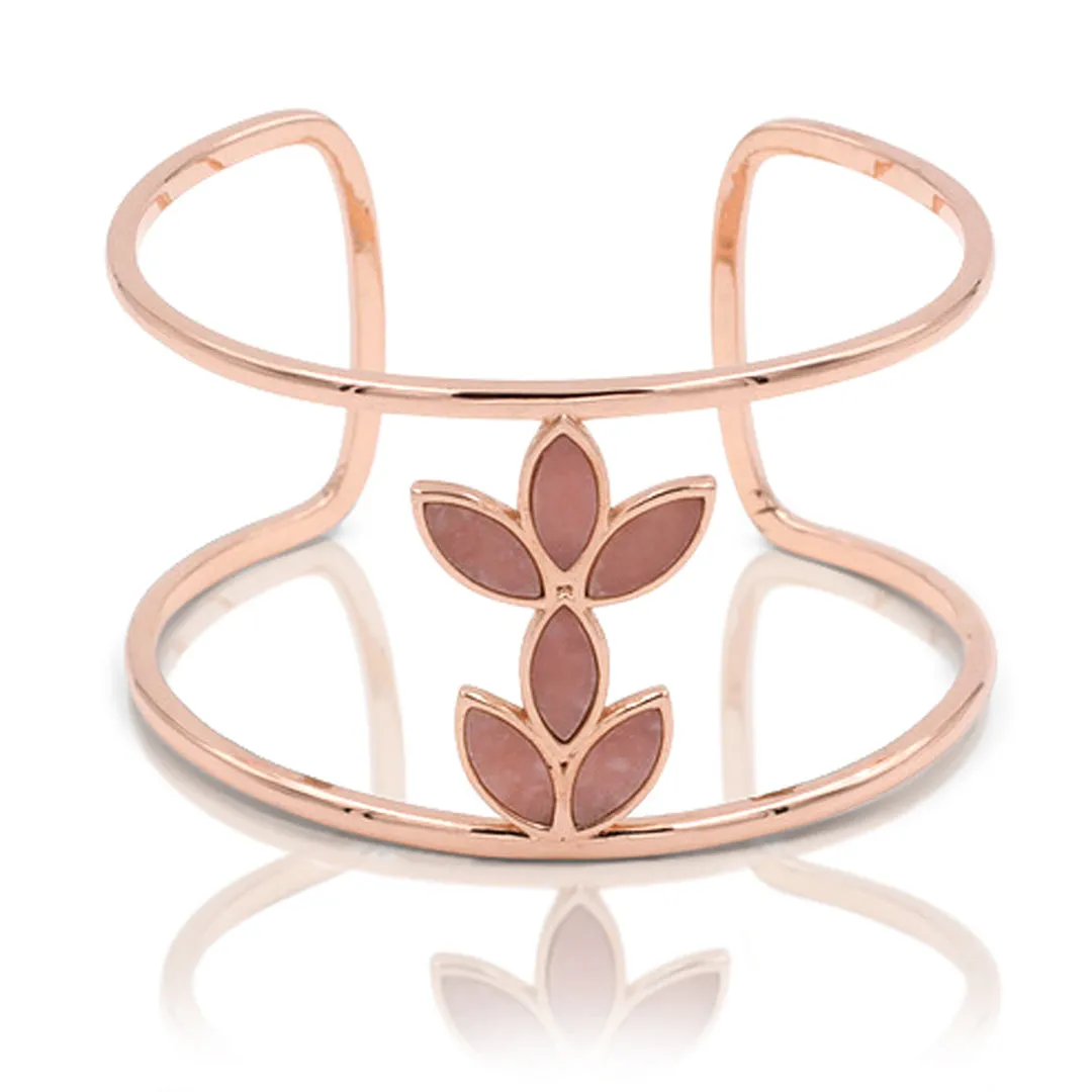 Floral Escape Pink Opal Cuff Bracelet - Rose Gold