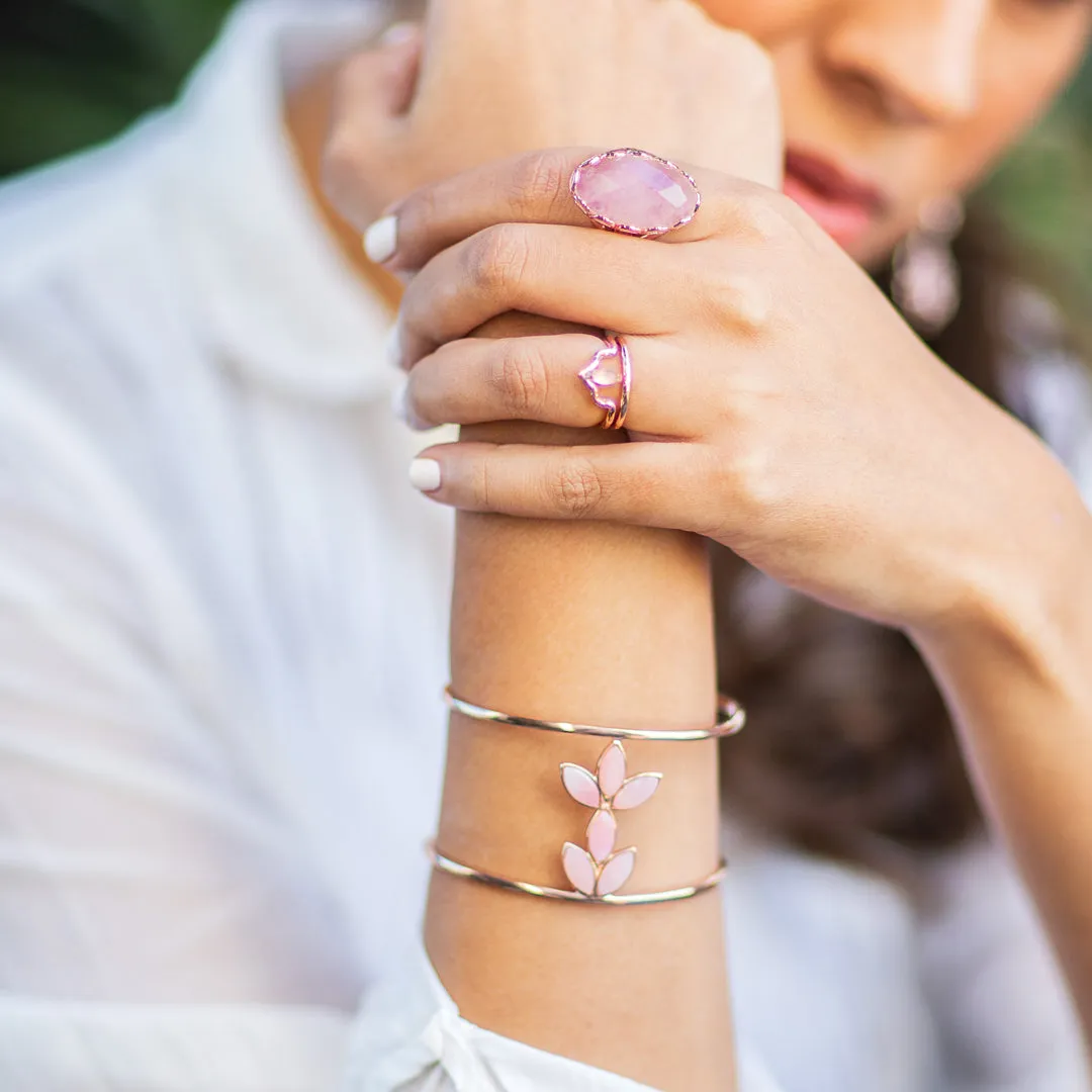 Floral Escape Pink Opal Cuff Bracelet - Rose Gold