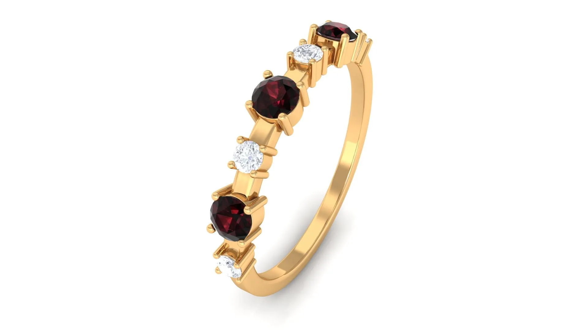 Garnet Eternity Wedding Band with Diamond