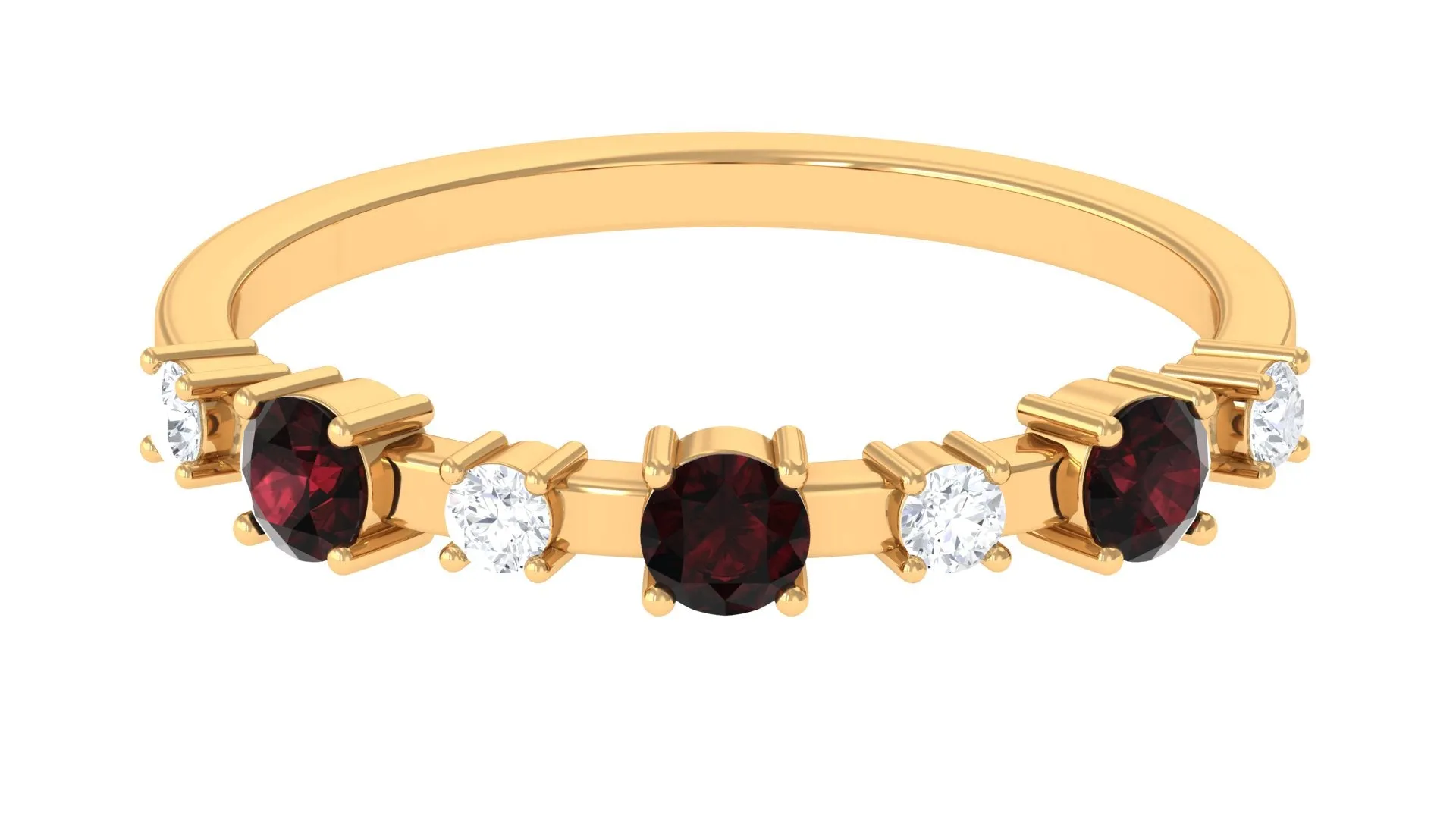 Garnet Eternity Wedding Band with Diamond