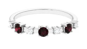 Garnet Eternity Wedding Band with Diamond