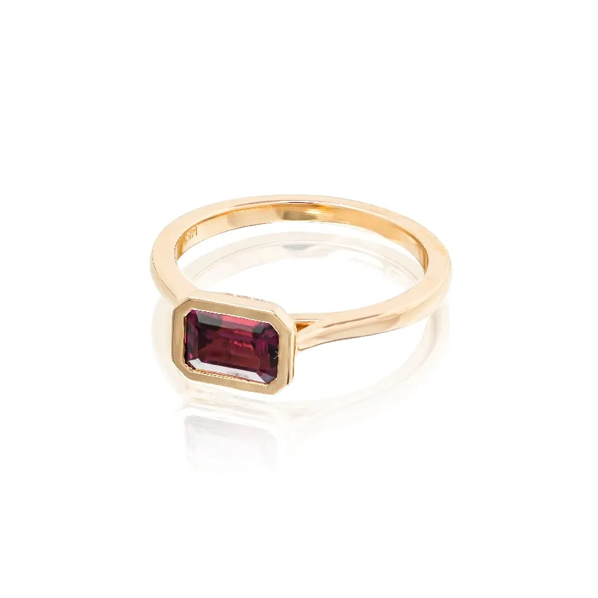 Garnet Rhodolite, Emerald Cut, 14KT