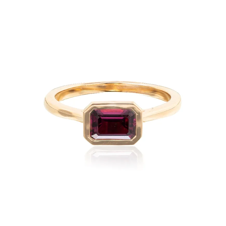 Garnet Rhodolite, Emerald Cut, 14KT