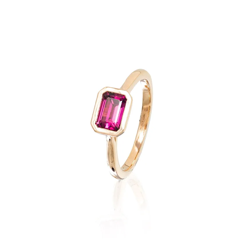 Garnet Rhodolite, Emerald Cut, 14KT