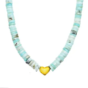 Gcn68 Peruvian Opal Heart Necklace