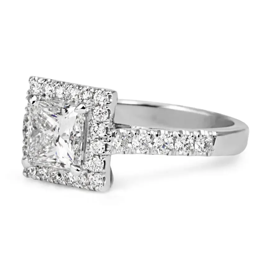 GCS Certified 1.48ct Princess Cut Diamond Ring