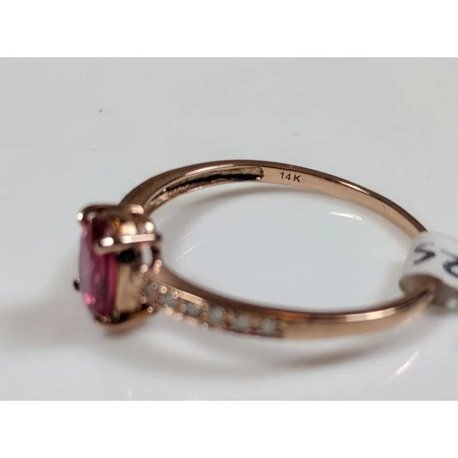 Genuine Ruby and Diamond Solitaire in 14K Rose Gold