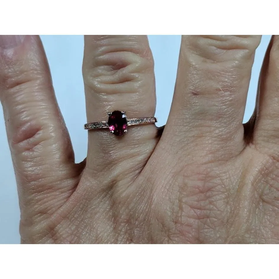 Genuine Ruby and Diamond Solitaire in 14K Rose Gold