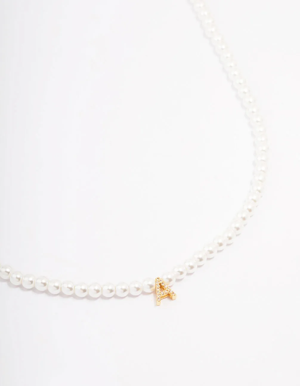 Gold Plated Letter A Initial & Pearl Pendant Necklace