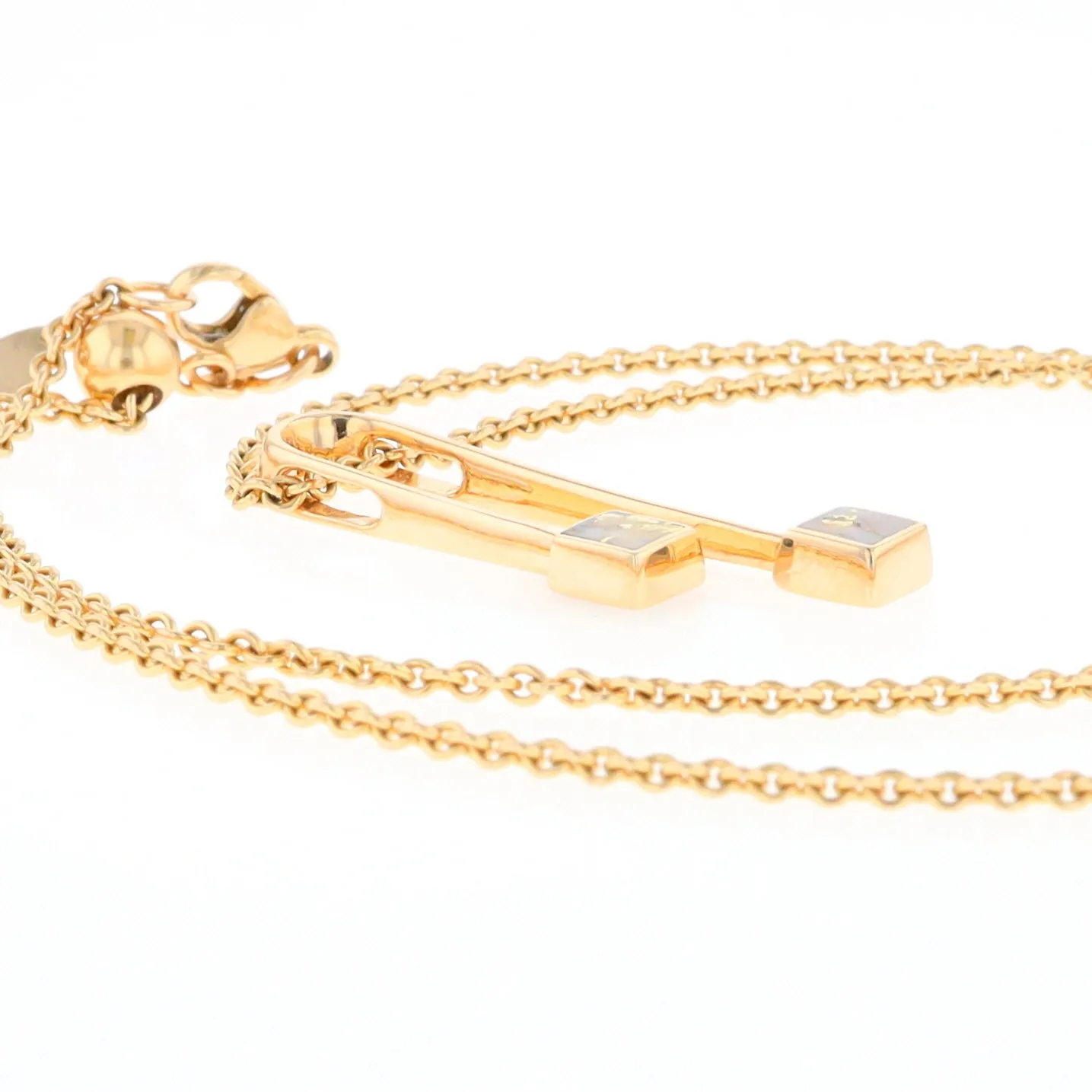 Gold Quartz 2 Square Curved Bar Pendant