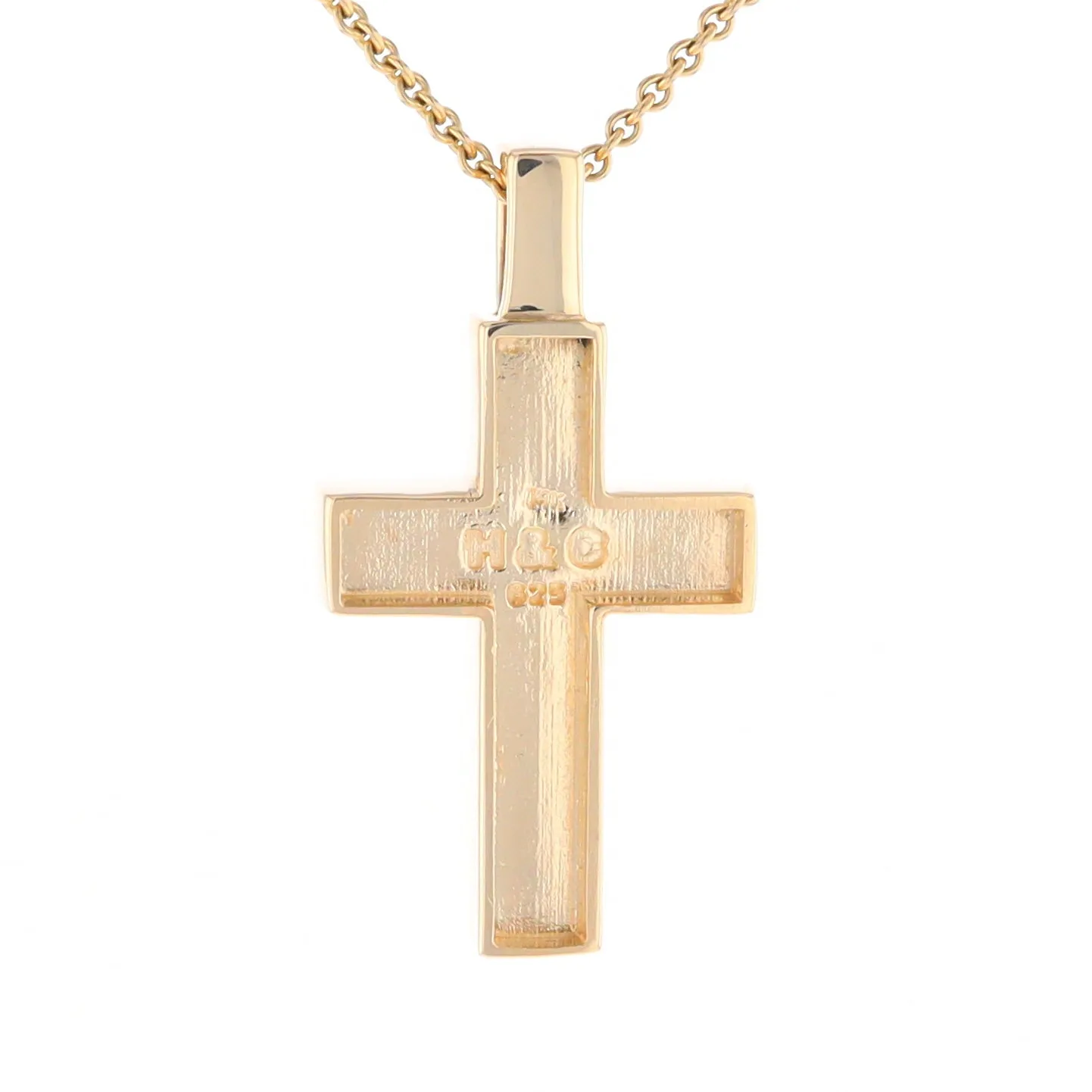 Gold Quartz Pendant Cross Design 3 Section Inlaid Pendant