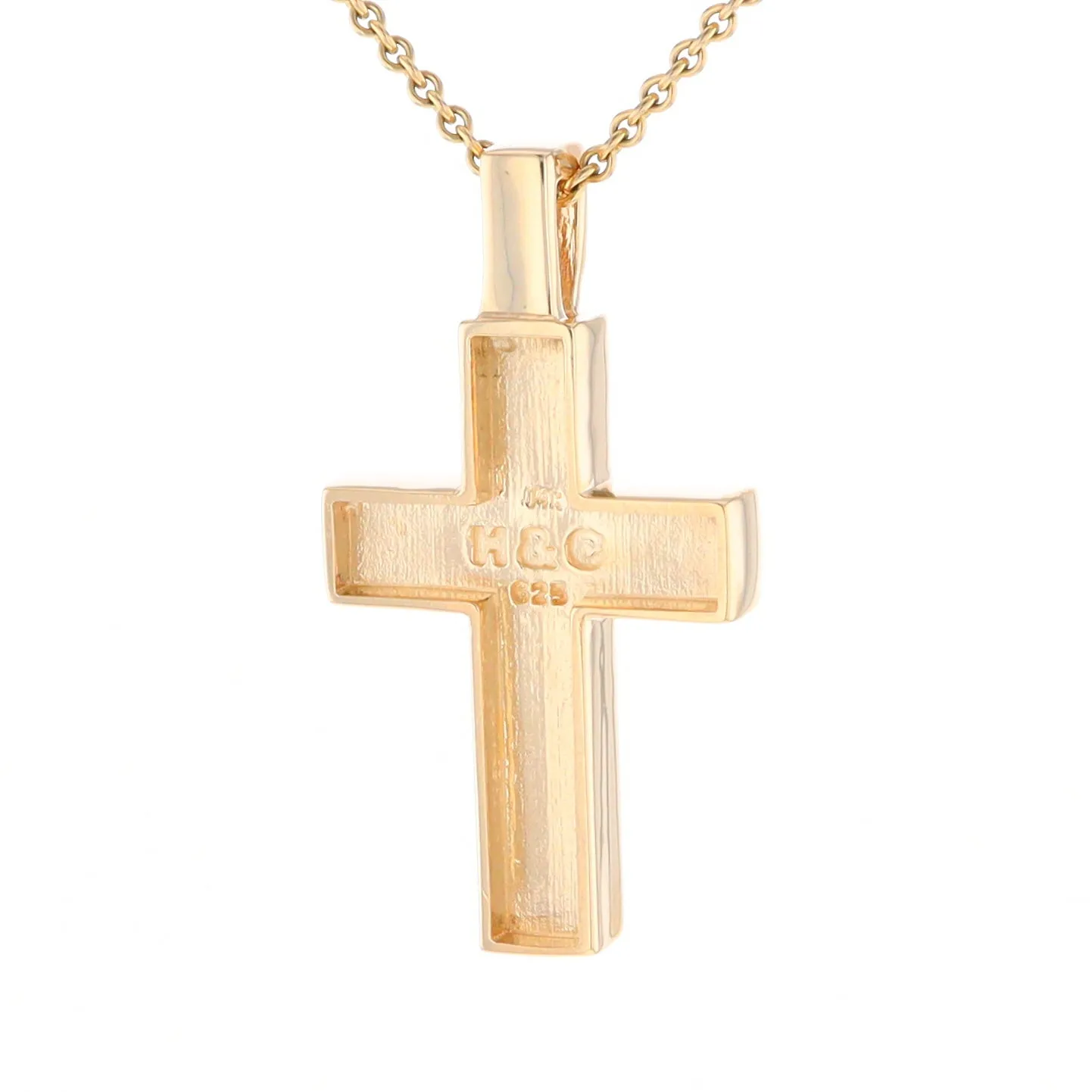 Gold Quartz Pendant Cross Design 3 Section Inlaid Pendant