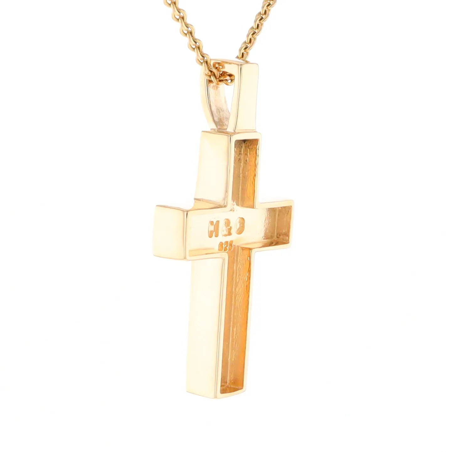 Gold Quartz Pendant Cross Design 3 Section Inlaid Pendant