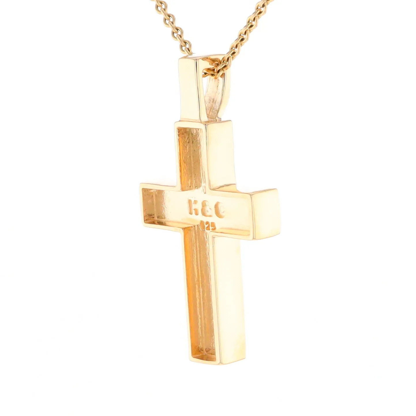 Gold Quartz Pendant Cross Design 3 Section Inlaid Pendant