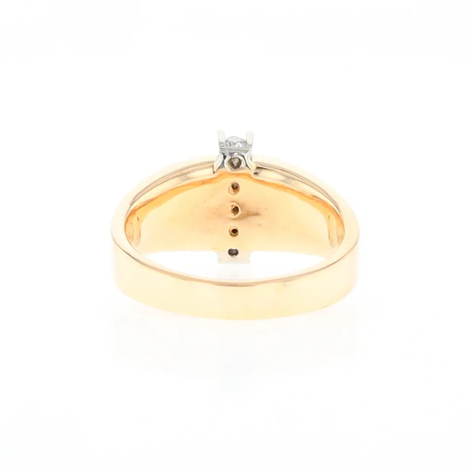 Gold Quartz Ring Double Sided Inlaid Design with .23ctw Diamonds