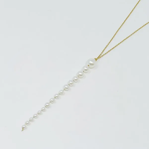 Gradiant Long Pearl Drop Necklace