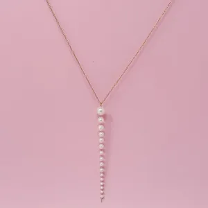 Gradiant Long Pearl Drop Necklace