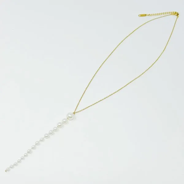 Gradiant Long Pearl Drop Necklace