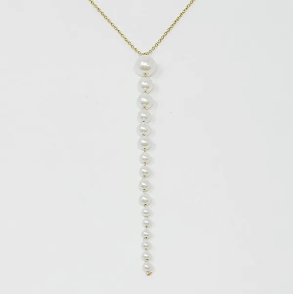 Gradiant Long Pearl Drop Necklace