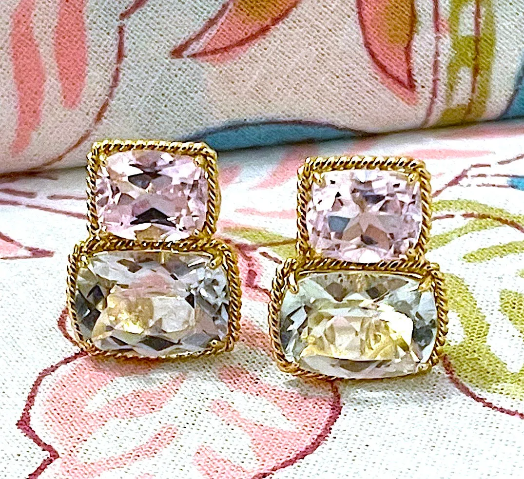 Grande GUM DROP™ Ring with Morganite and Rock Crystal and Diamonds