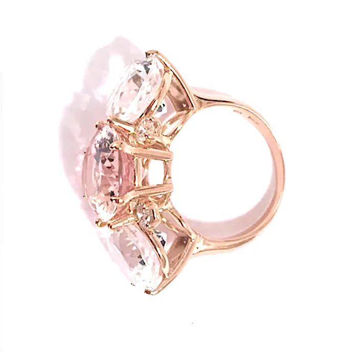 Grande GUM DROP™ Ring with Morganite and Rock Crystal and Diamonds