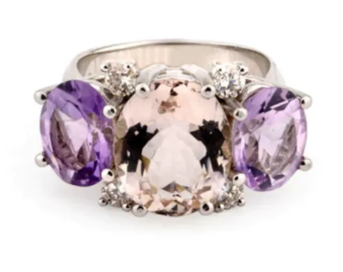 Grande GUM DROP™ Ring with Morganite and Rock Crystal and Diamonds