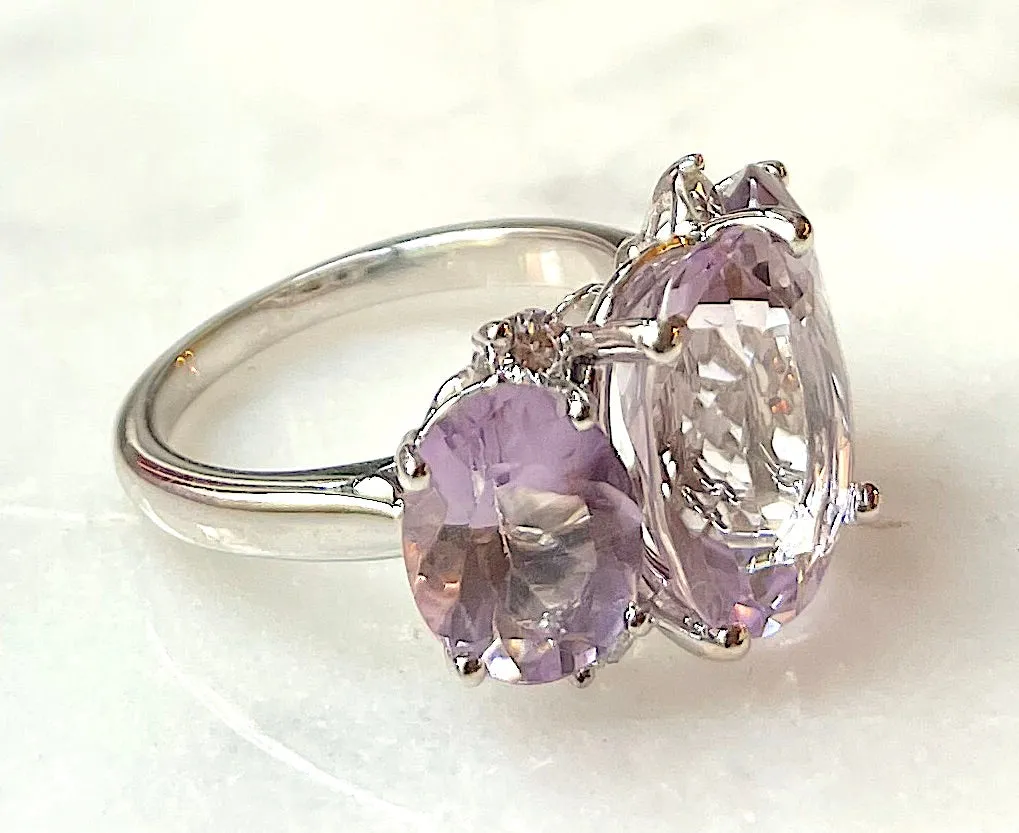 Grande GUM DROP™ Ring with Morganite and Rock Crystal and Diamonds