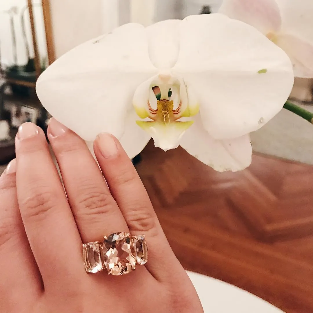 Grande GUM DROP™ Ring with Morganite and Rock Crystal and Diamonds