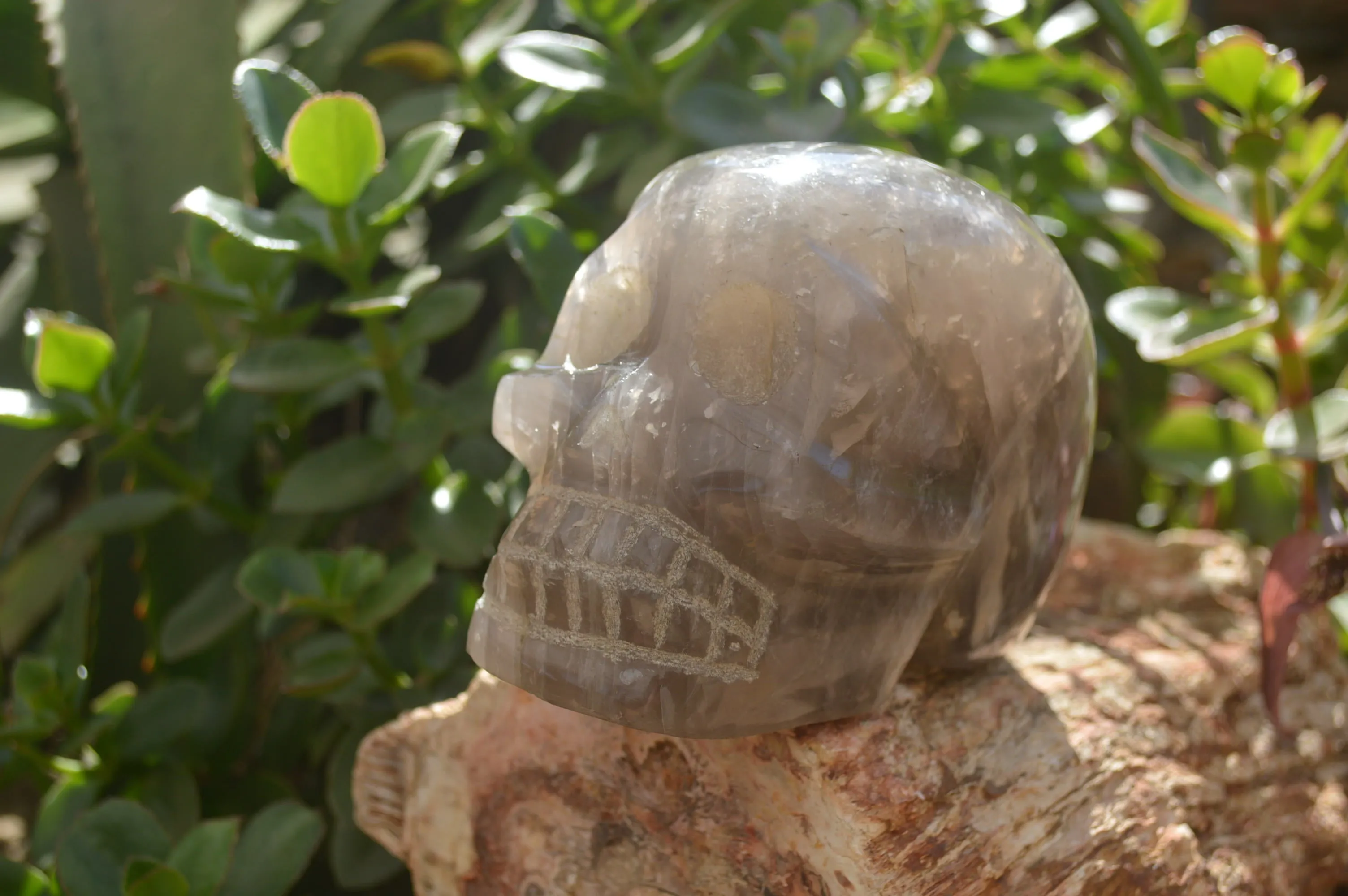 Hand Made Smokey Quartz Skull Carving x 1 From Madagascar