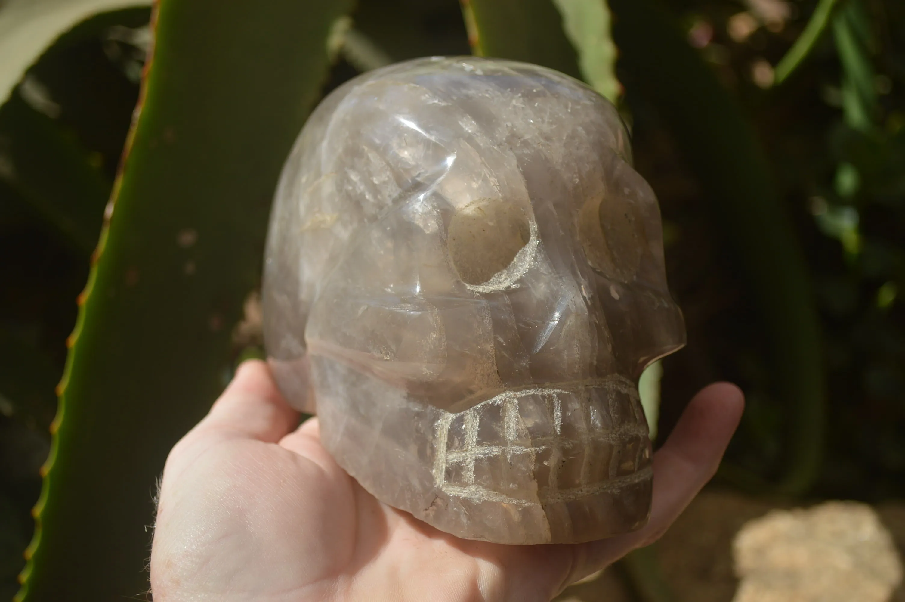 Hand Made Smokey Quartz Skull Carving x 1 From Madagascar