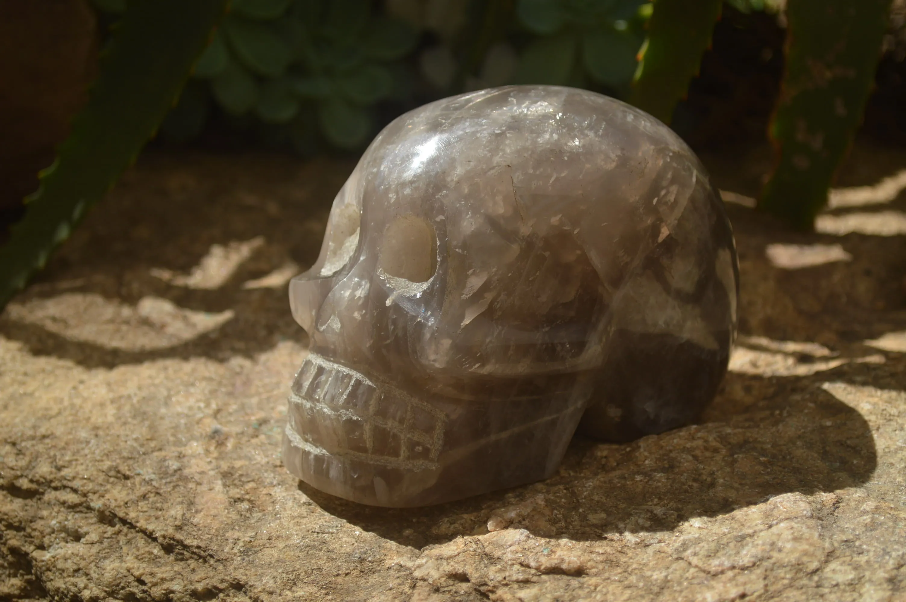 Hand Made Smokey Quartz Skull Carving x 1 From Madagascar