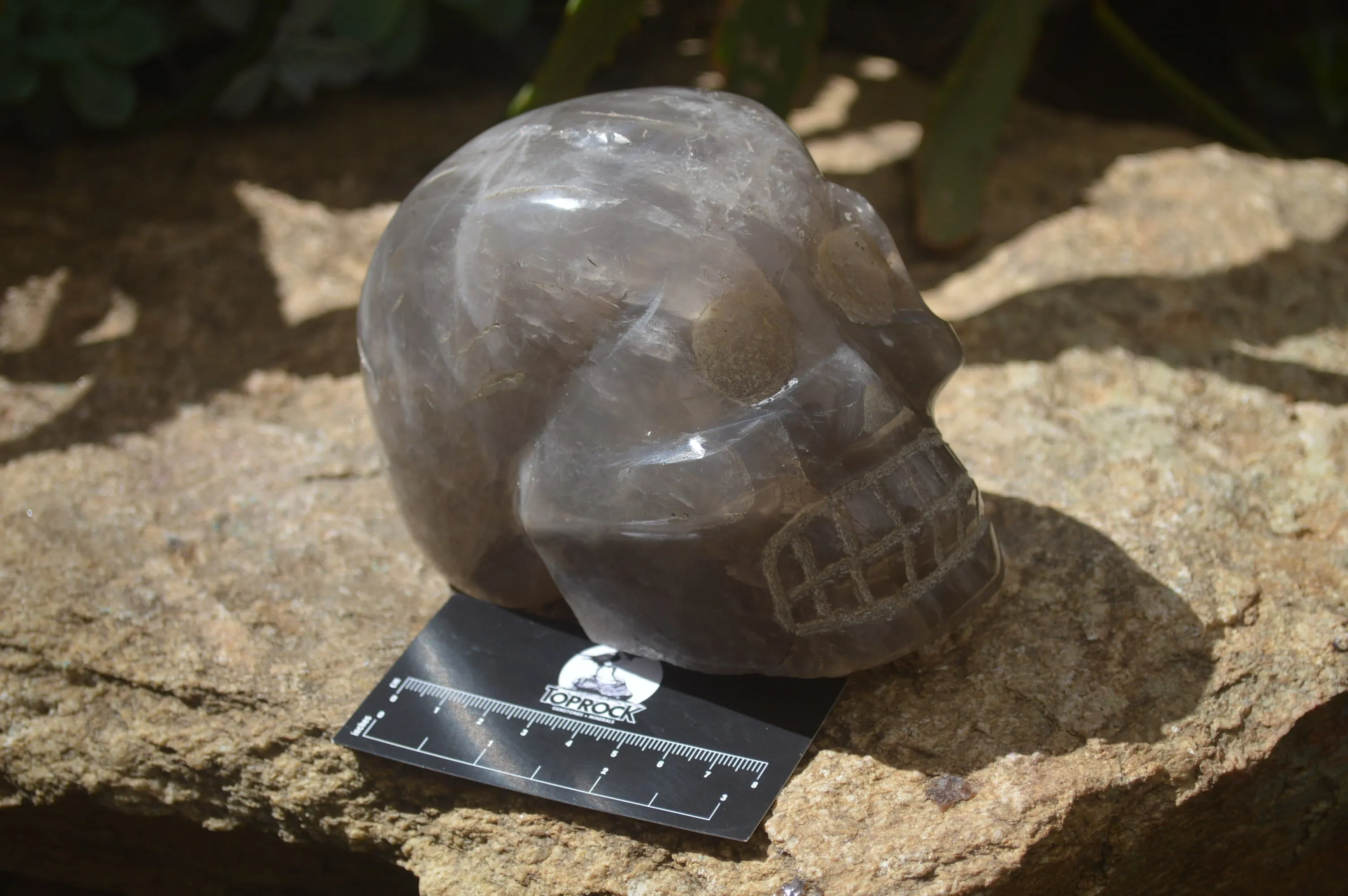 Hand Made Smokey Quartz Skull Carving x 1 From Madagascar