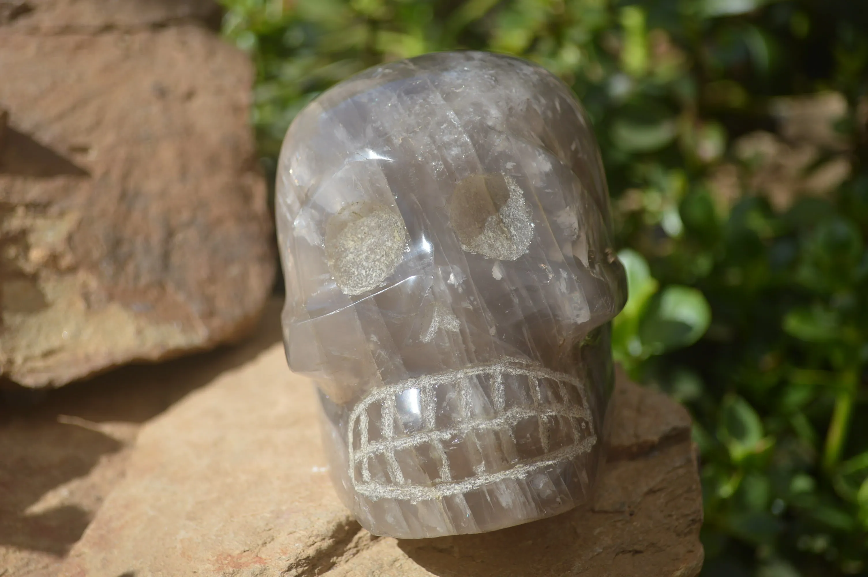 Hand Made Smokey Quartz Skull Carving x 1 From Madagascar