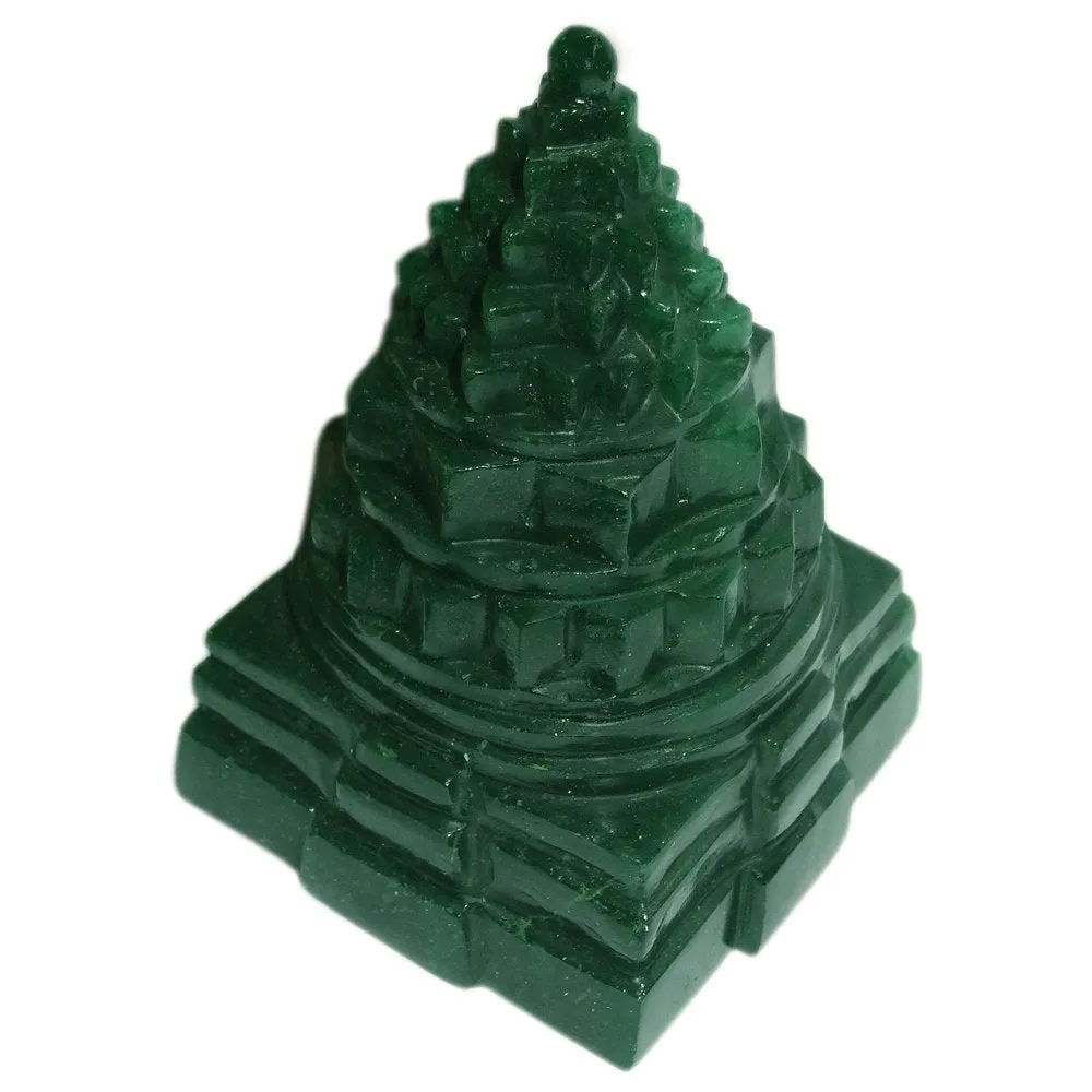 Handmade Showpieces Fengshui Green Aventurine Stone Vaastu Shree Yantra 4 cm.