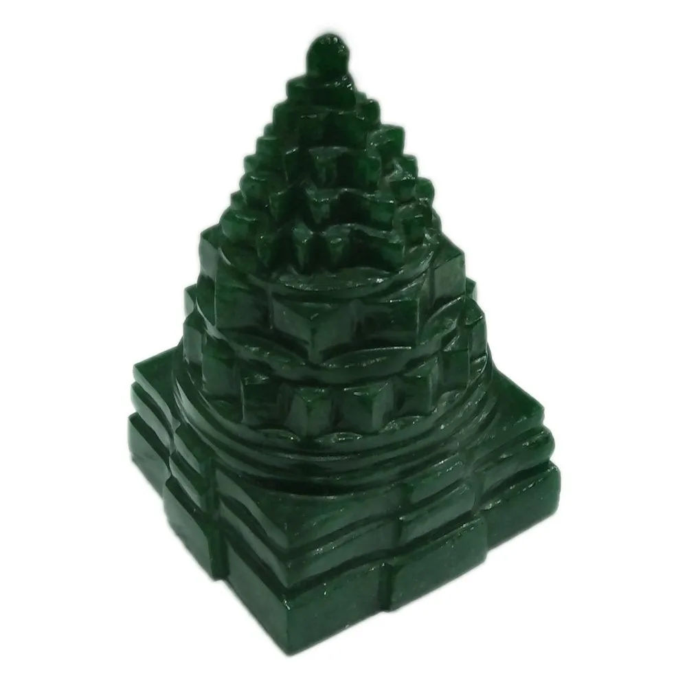 Handmade Showpieces Fengshui Green Aventurine Stone Vaastu Shree Yantra 4 cm.