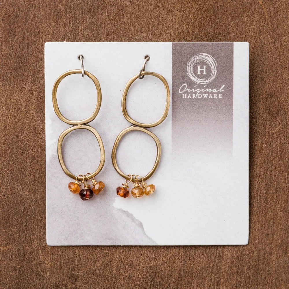 Hessonite Garnet Double Karma Earrings