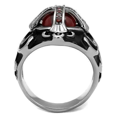 High polished (no plating) Stainless Steel Ring with AAA Grade CZ in Garnet for Women Style TK2507