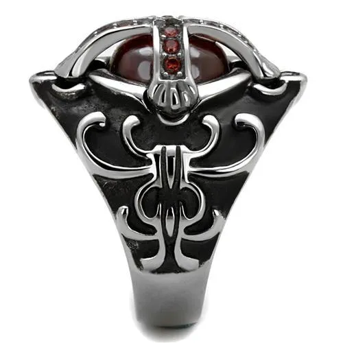 High polished (no plating) Stainless Steel Ring with AAA Grade CZ in Garnet for Women Style TK2507