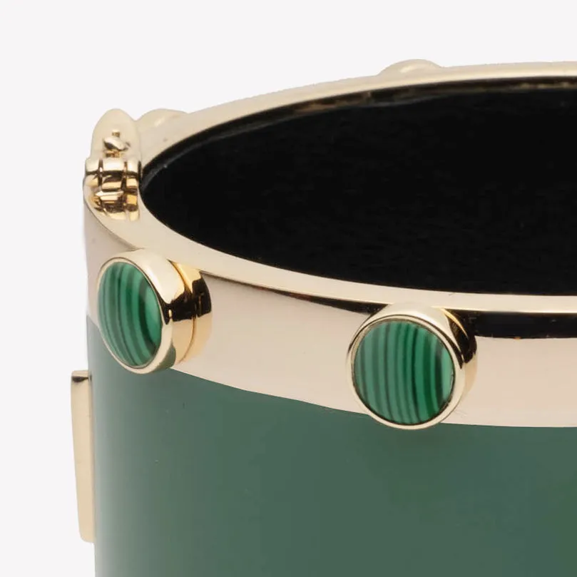 INLAID CABOCHON CUFF - MALACHITE