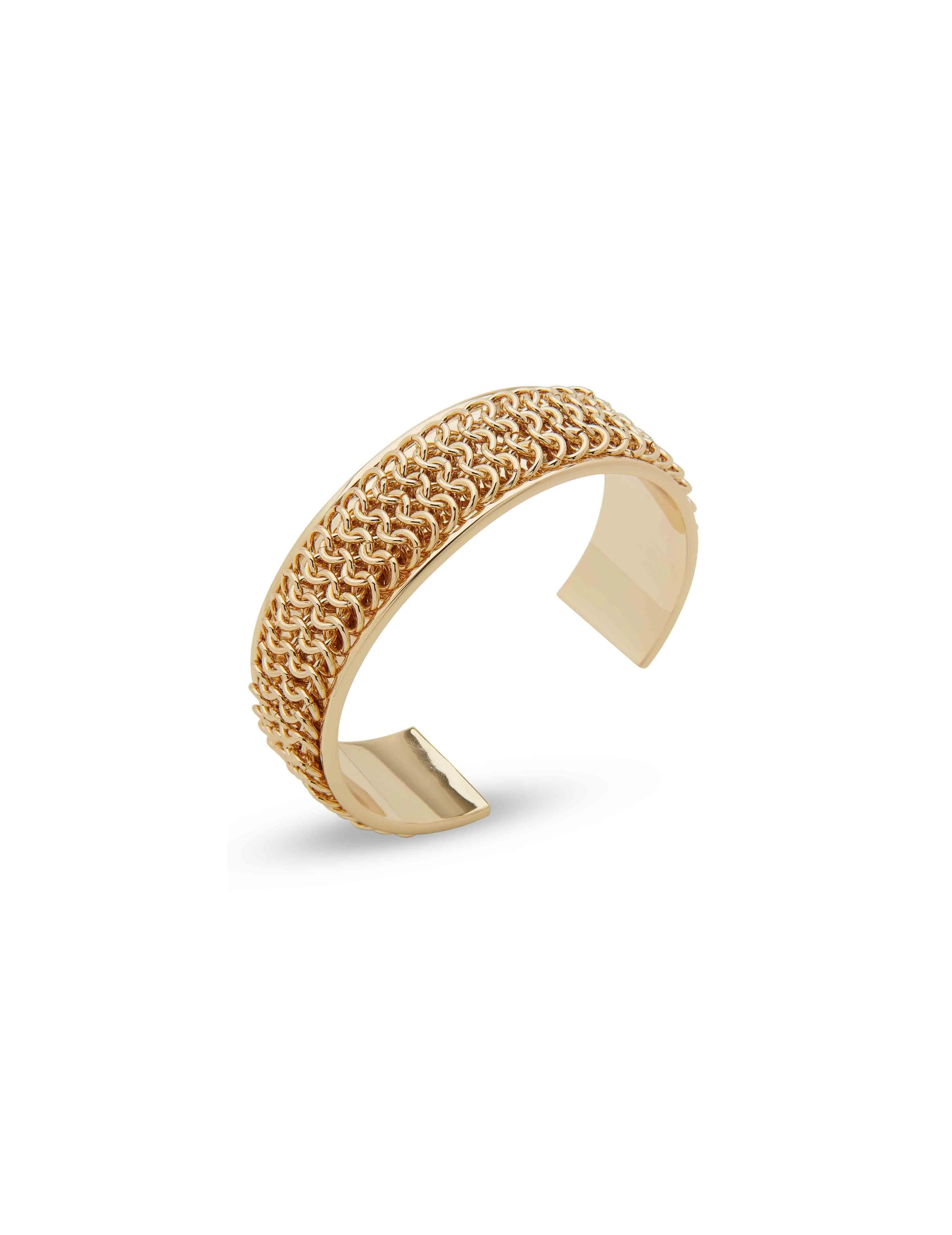 Inlaid Chain Cuff Bracelet - Gold