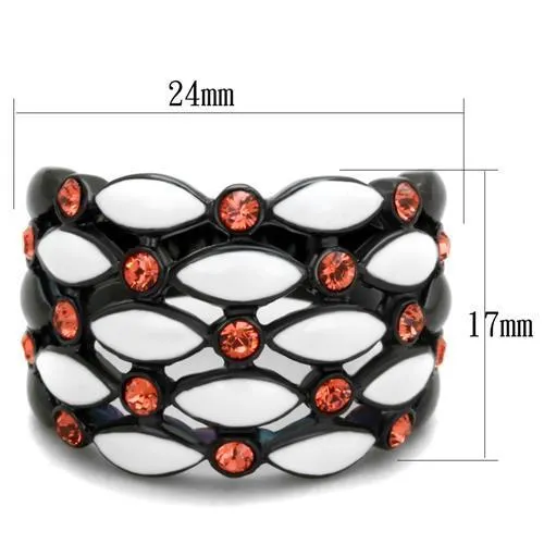 IP Black(Ion Plating) Stainless Steel Ring with Top Grade Crystal in Garnet for Women Style TK1832